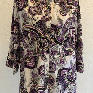 COMO Women Purple Paisley 3/4 Length Sleeve Blouse